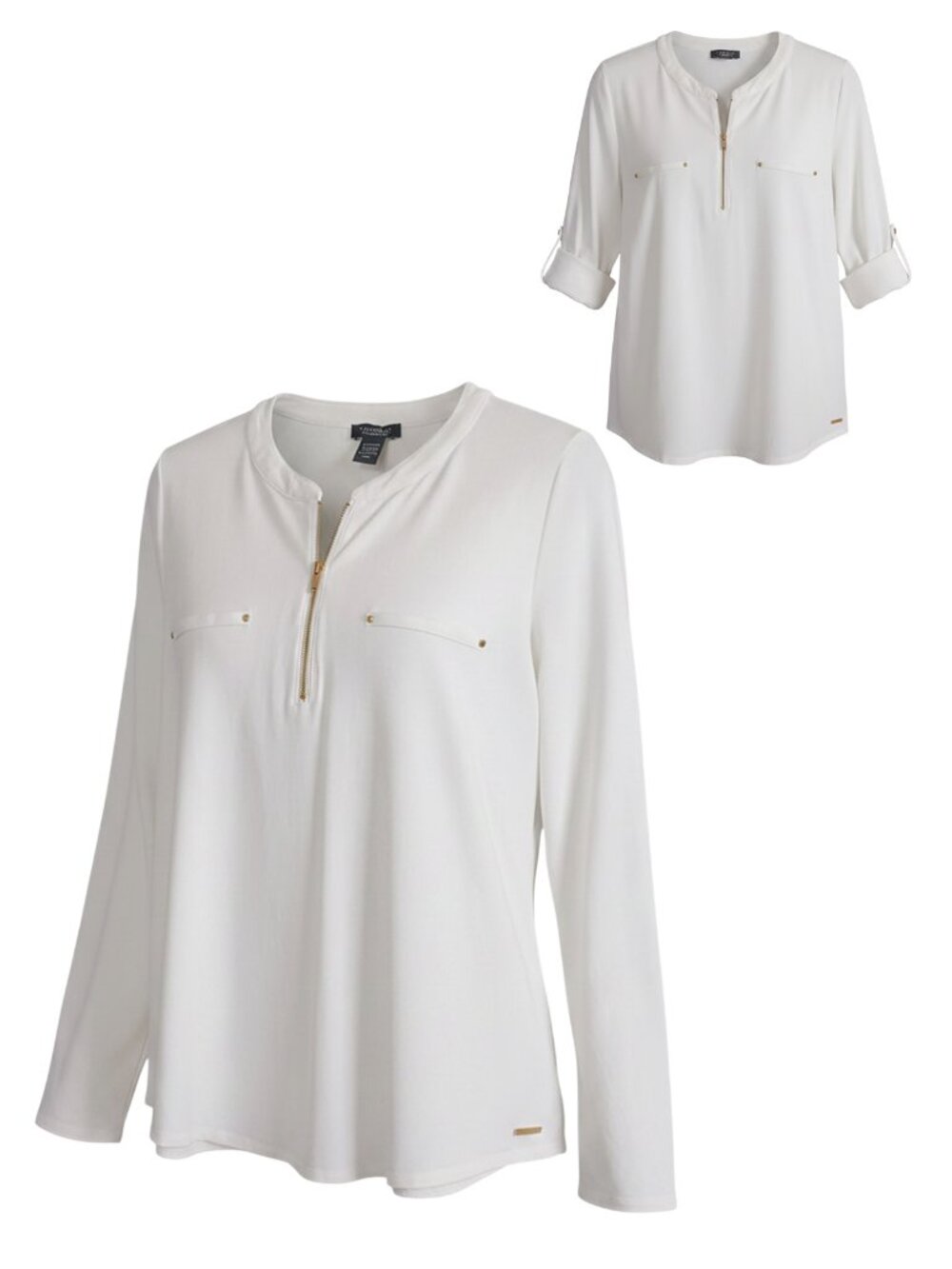 Tahari Elements Cotton Modal Qtr-zip Top